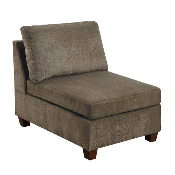 Fabric Armless Chair with Loose Back Pillows Brown - Benzara