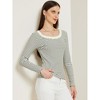 Allegra K Women's Stripe Stretch Scoop Neck Long Sleeve Casual Basic Top - 4 of 4
