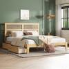 Dolonm Solid Rubber Wood Bed with Rattan Headboard, Underbed Storage & Support Feet - 4 of 4