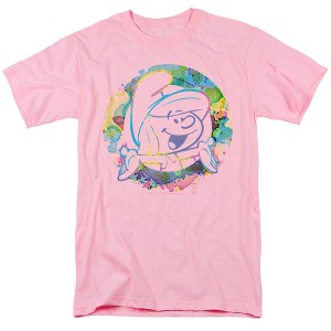 Smurfs Smurfette Watercolor Headshot Adult T-Shirt Pink - 1 of 4