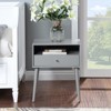 Wood Nightstand with Drawer, Bedside Table with Open Storage Shelf, Small Side End Table with Storage, Gray - 2 of 4