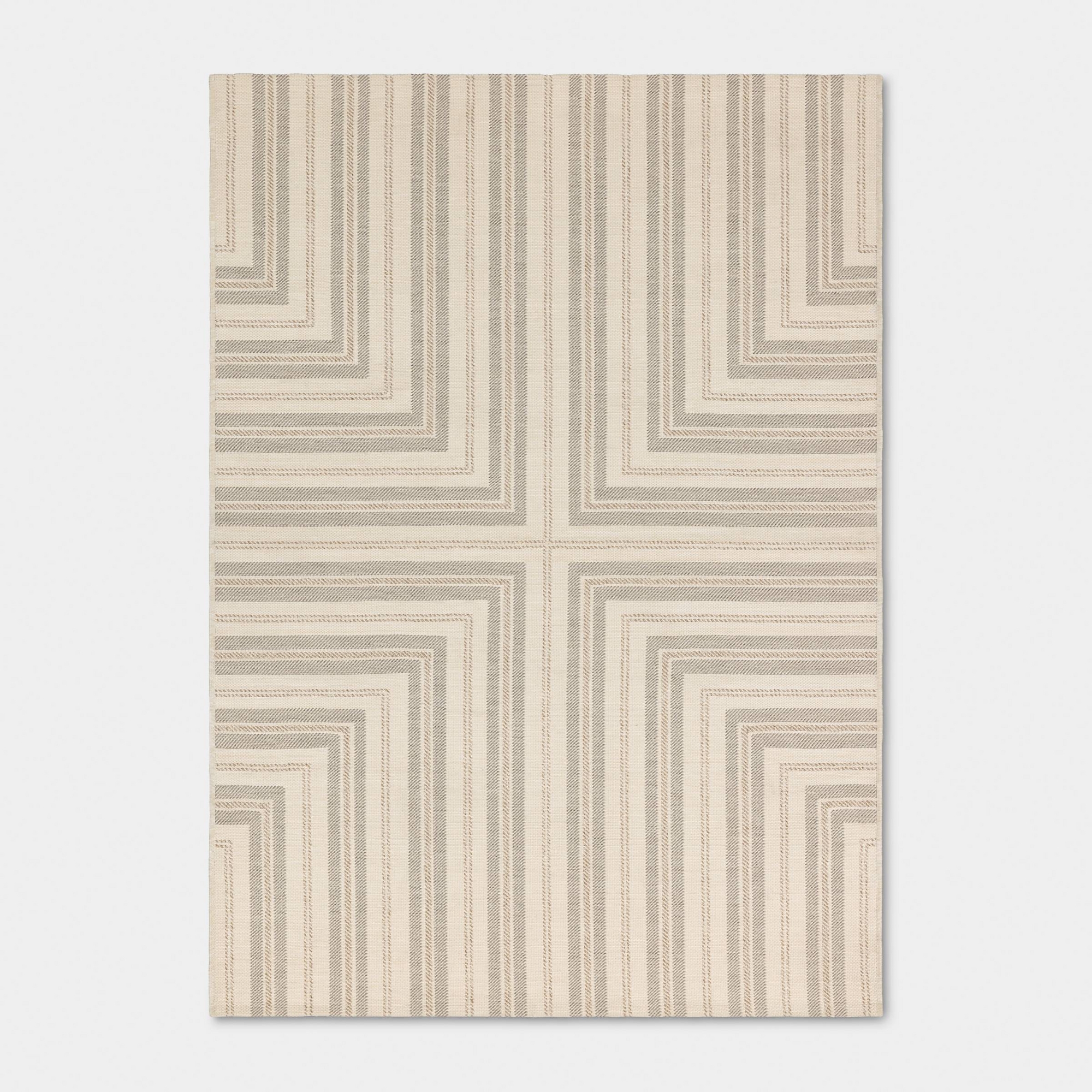 5'x7' Pieced Striped Outdoor Patio Woven Area Rug Tan - Threshold™ designed with Studio McGee
