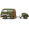 1950 Volkswagen Kool Kombi Van with Trailer "Army Fighter" Green with Graphics 1/18 Diecast Model Car by Solido - 3 of 4