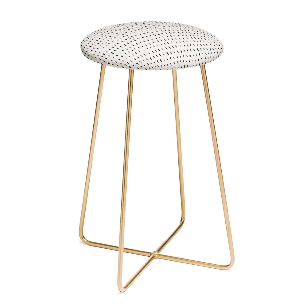 Photos - Chair Holli Zollinger Adobo Rain Counter Height Barstool Black/Gold - Deny Designs: Faux Leather, Steel Legs, Round Shape