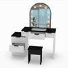 AEELLEEA Makeup Vanity Desk with Mirror Lights Glass Tabletop Vanity Table Modern Makeup Desk with Drawers for Bedroom  US Plug - 4 of 4