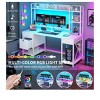 59in Home Office Desk With Storage Shelves & Monitor Stand Gaming Desk With LED Lights & Hutch - 4 of 4