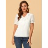 Allegra K Women's Elegant Ruffle V Neck Short Sleeve Swiss Dots Chiffon Blouse - 3 of 4