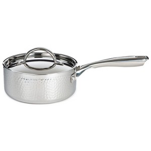 BergHOFF Vintage Tri-Ply Stainless Steel Saucepan With Stainless Steel Lid, Hammered, Silver - 1 of 4
