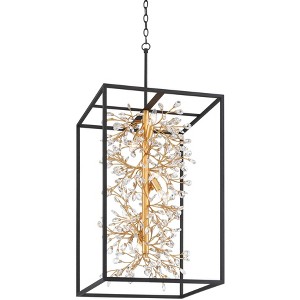Possini Euro Design Carrine 20" Modern Pendant Chandelier Ceiling Light Fixture Dining Room Over Table Hanging 6-Light Black Gold Finish Crystal - 1 of 4