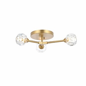 Elegant Lighting Zayne 3 - Light Flush Mount in  Gold - 1 of 4