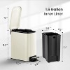 LunaLulinlk Creamy White 1.6 Gallon Small Bathroom Trash Can, Stainless Steel Trash Can with Lid - 4 of 4