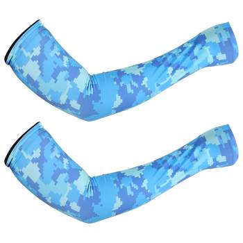 Unique Bargains Basketball Sports Camouflage Cooling Arm Elbow Compression Sleeve Light Blue 1 Pair