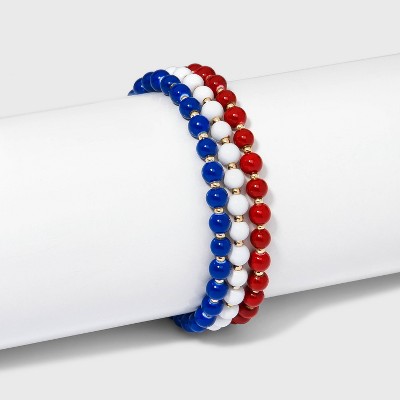 SUGARFIX by BaubleBar Beaded Bracelet Set 3pc - Red/White/Blue