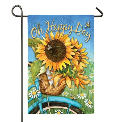 Evergreen Happy Day Sunflowers Suede Garden Flag, 12.5 x 18 inches
