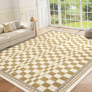 Modern Stripe Geometric Area Rugs Washable Soft Rug for Living Room Thin Low Pile Non Slip Stain Resistant Carpet for Bedroom Office - 1 of 4