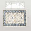 Machine Washable Area Rug Non-Slip Boho Floral Print Carpet for Living Room, Bedroom and Dining Room, Blue - 3 of 4