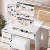 Vanity Desk with Mirror, Makeup Vanity Desk with Sliding Lighted Mirror, Power Outlet, Dressing Table with 4 Drawers, Storage Shelves & Stool - 2 of 4