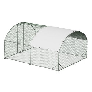 Large Metal Chicken Coop, 9.8 x 6.5 x 6.5 Ft Walk-in Poultry Cage, Chicken Runs Outdoor, Chicken Pen House with Waterproof and Anti-UV Cover - 1 of 4