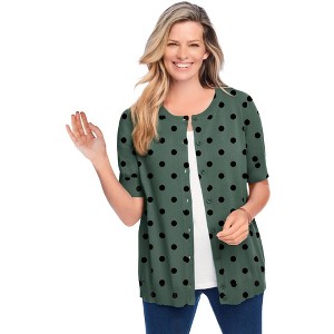 Woman Within Perfect Elbow-Length Sleeve Cardigan - 1 of 4