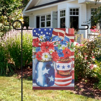 Patriotic Floral Bouquet Polyester Garden Flag