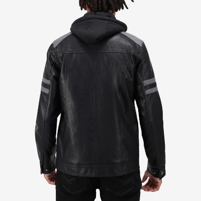 X RAY Mens Motorcycle PU Leather Jacket With Faux Shearing Lining in BURGUNDY Size Small — фото 2