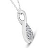 Pompeii3 1/10ct Pave Tear Drop Solitaire Diamond Pendant 10K White Gold - 2 of 4
