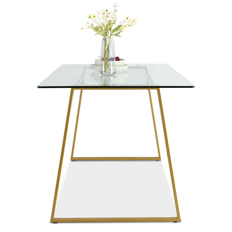 Monash 47"x32" Rectangular Modern Tempered  Glass With 4 Point/Leg Dining Table -The Pop Maison, 5 of 7