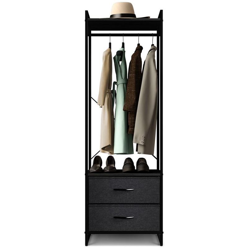Sorbus Clothing Rack with 2 Drawers -Wood Top, Steel Frame, and fabric Drawers Storage Organizer for Hanging Shirts, Dresses, and more, 4 of 6