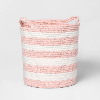 Blush Pink Y-Weave Storage Basket, Large in 2023  Woven baskets storage,  Pink storage bins, Storage baskets