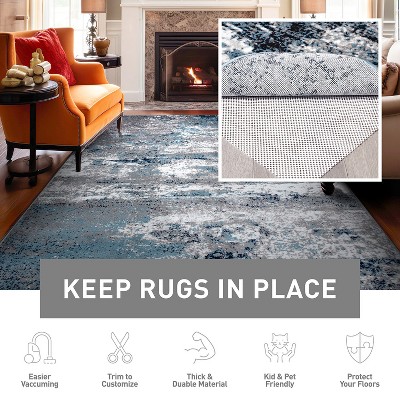 Cream Cushioned Non-Slip PVC Rug Pad for Hard Surfaces 8'x11'