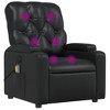 vidaXL Faux Leather Massage Recliner - Manual Reclining Lounge Chair With Cup Holders, Vibration Massage, And Comfort Padding, Black - 2 of 4