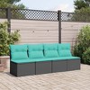 vidaXL 4-Seater Patio Sofa Outdoor Furniture - Black Poly Rattan with Cushions, Modular Design, Adjustable Feet - 3 of 4