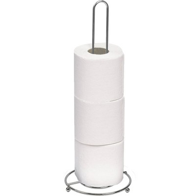 Evideco French Home Goods 4-Roll Wire Chrome Freestanding Toilet Paper Reserve or Paper Towel Holder