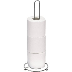 Evideco French Home Goods 4-Roll Wire Chrome Freestanding Toilet Paper Reserve or Paper Towel Holder - 1 of 4