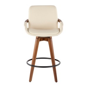 Cosmo Mid-Century Counter Stool in Walnut and Cream Faux Leather by LumiSource - 1 of 4