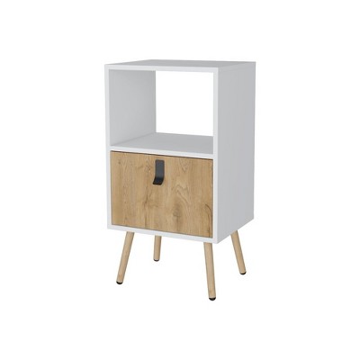 FM Furniture,Kimball Tall Nightstand with Drawer, Open Shelf and Wooden Legs