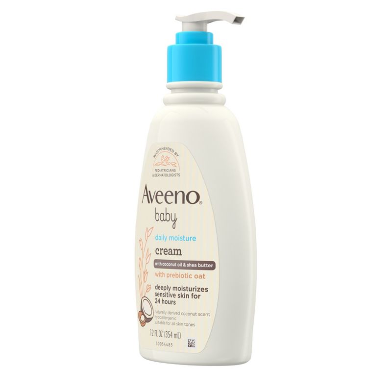 Aveeno Baby Daily Moisturizing Cream with Prebiotic Oat  &#38; Shea Butter - Gentle Coconut Scent - 12oz, 5 of 10