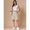 INSPIRE CHIC Women's Summer Elastic High Waist Linen Wide Leg Pocket Casual Bermuda Shorts - 4 of 4