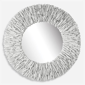 Uttermost Teak Branch White Round Mirror - 1 of 4