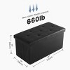 FURNIinspire Ottomans And Benches Modern 30 Inch Living Room Foldable Ottoman Storage Bench Entryway Foot Stool, Black, 15"*30"*15" - 3 of 4