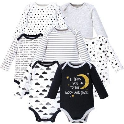 Hudson Baby Cotton Long-Sleeve Bodysuits 7pk, Moon And Back, 0-3 Months