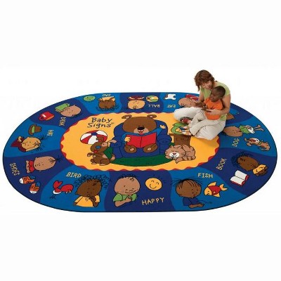 Carpets for Kids Sign Say & Play Bilingual Learning Rug, Oval 8'3" x 11'8"