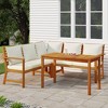 vidaXL 4-Piece Patio Dining Set - Solid Acacia Wood, Rustic Design, Modular Furniture with Cushions - Suitable for Garden, Patio, or Terrace - 2 of 4