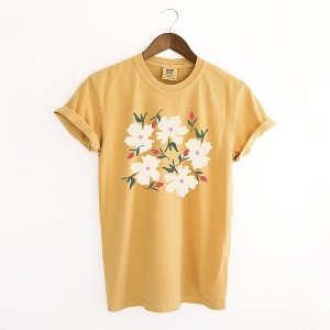 Simply Sage Market Women's Pink Flowers and Buds Short Sleeve Garment Dyed Tee - 1 of 2