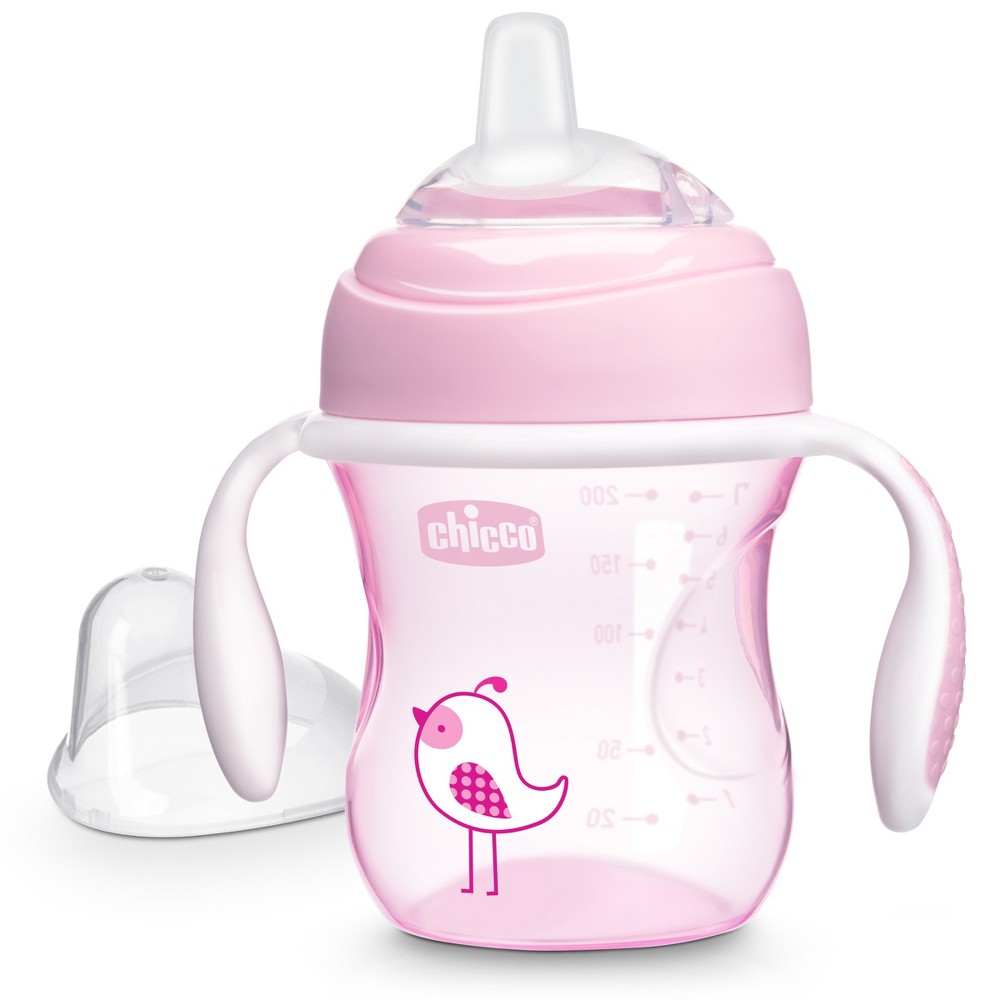 Photos - Glass Chicco 7oz Silicone Spout Transition Sippy Cup - Pink - 4m+ 