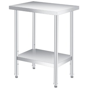 Stainless Steel Prep Table, with Backsplash, Commercial Heavy Duty Table with Adjustable Under Shelf for Outdoor Use,Restaurants,Hotels,Works - 1 of 4