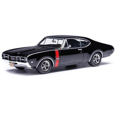 1970 Oldsmobile 442 W-30 Ebony Black with Red Stripes 1/43 Diecast Model by IXO Models