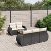 vidaXL 6 Piece Patio Sofa Set with Cushions Black and Cream Poly Rattan - 2 of 4