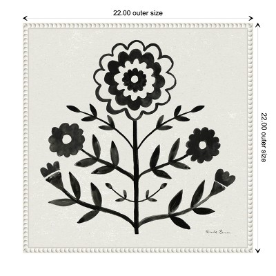 Black and White Botanic-Inspired Framed Canvas Wall Art