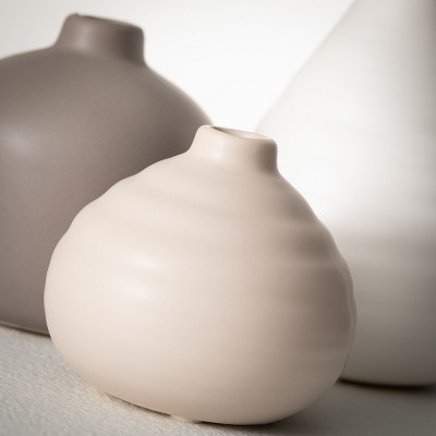 Neutral Ceramic Bud Table Vase Set of 3